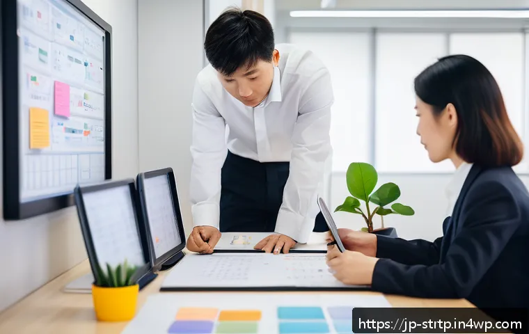 린 스타트업의 비즈니스 목표 설정 - A modern Japanese startup office scene featuring a diverse team of professionals collaboratively set...